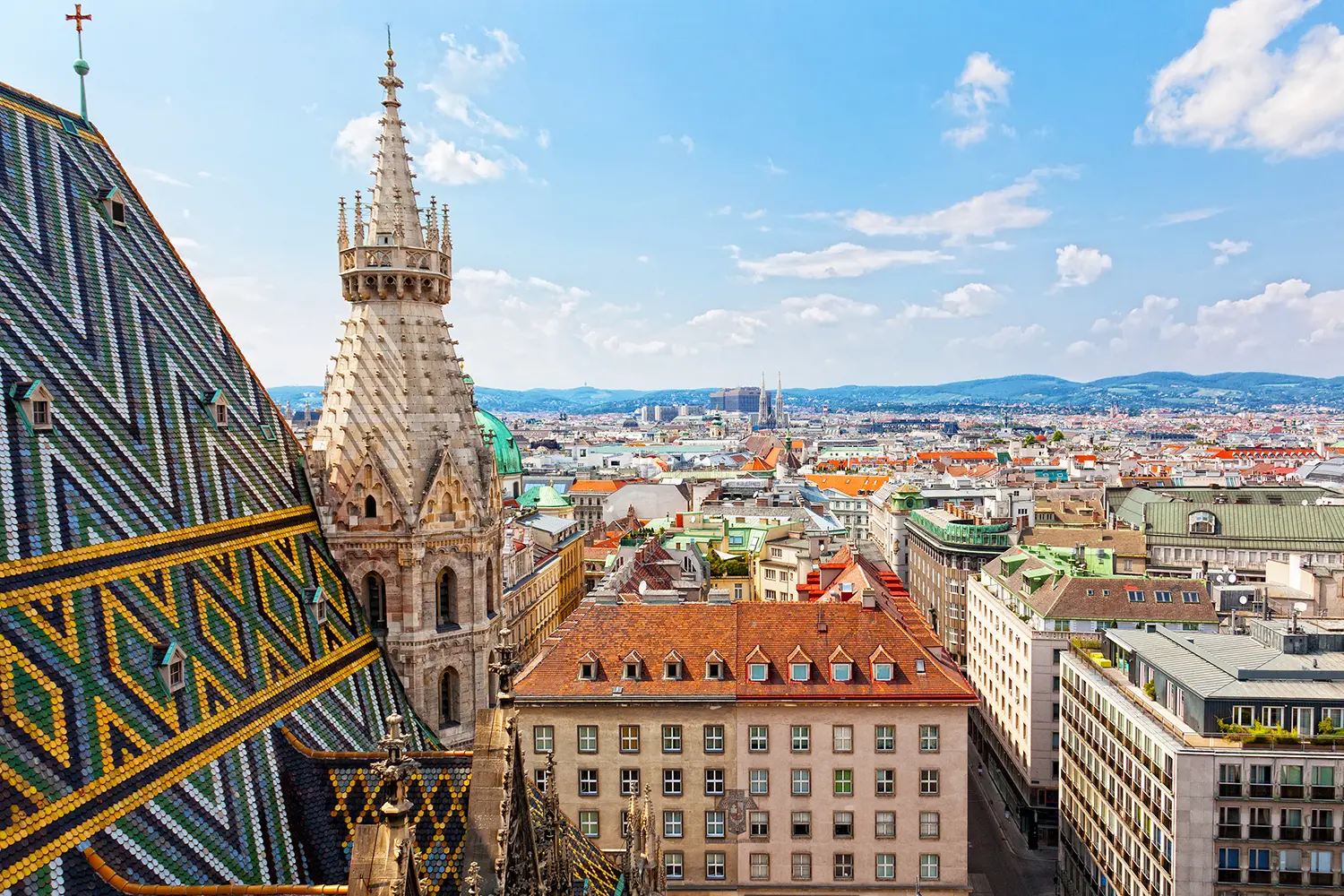 View from the St. Stephen’s Cathedral in Vienna, Austria
