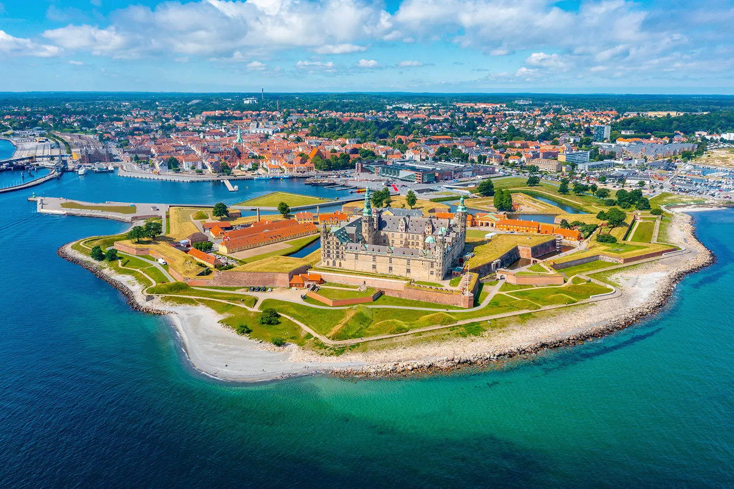 Panorama of the Kronborg castle in Helsingor, Denmark.