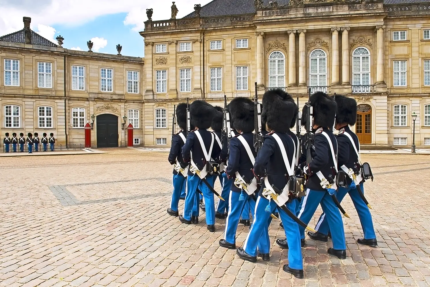 Royal Guard in Amalienborg Castle in Copenhagen, Denmark