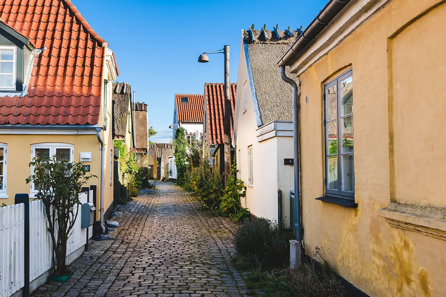 Old narrow street in Dragor, Denmark