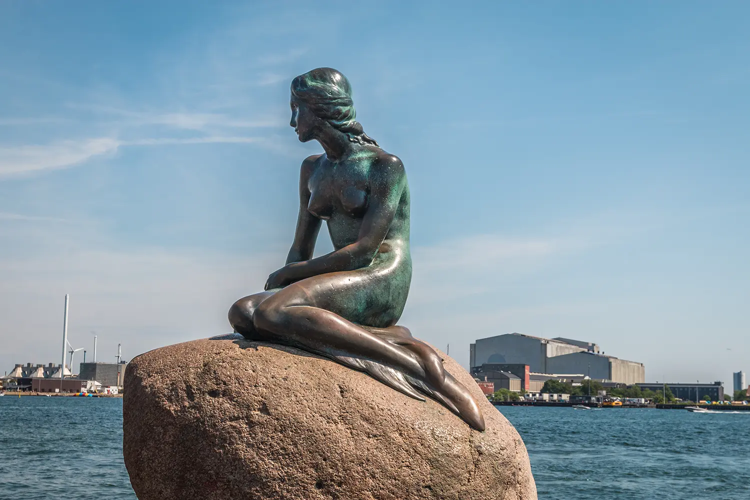 Little mermaid statue in Copenhagen Denmark